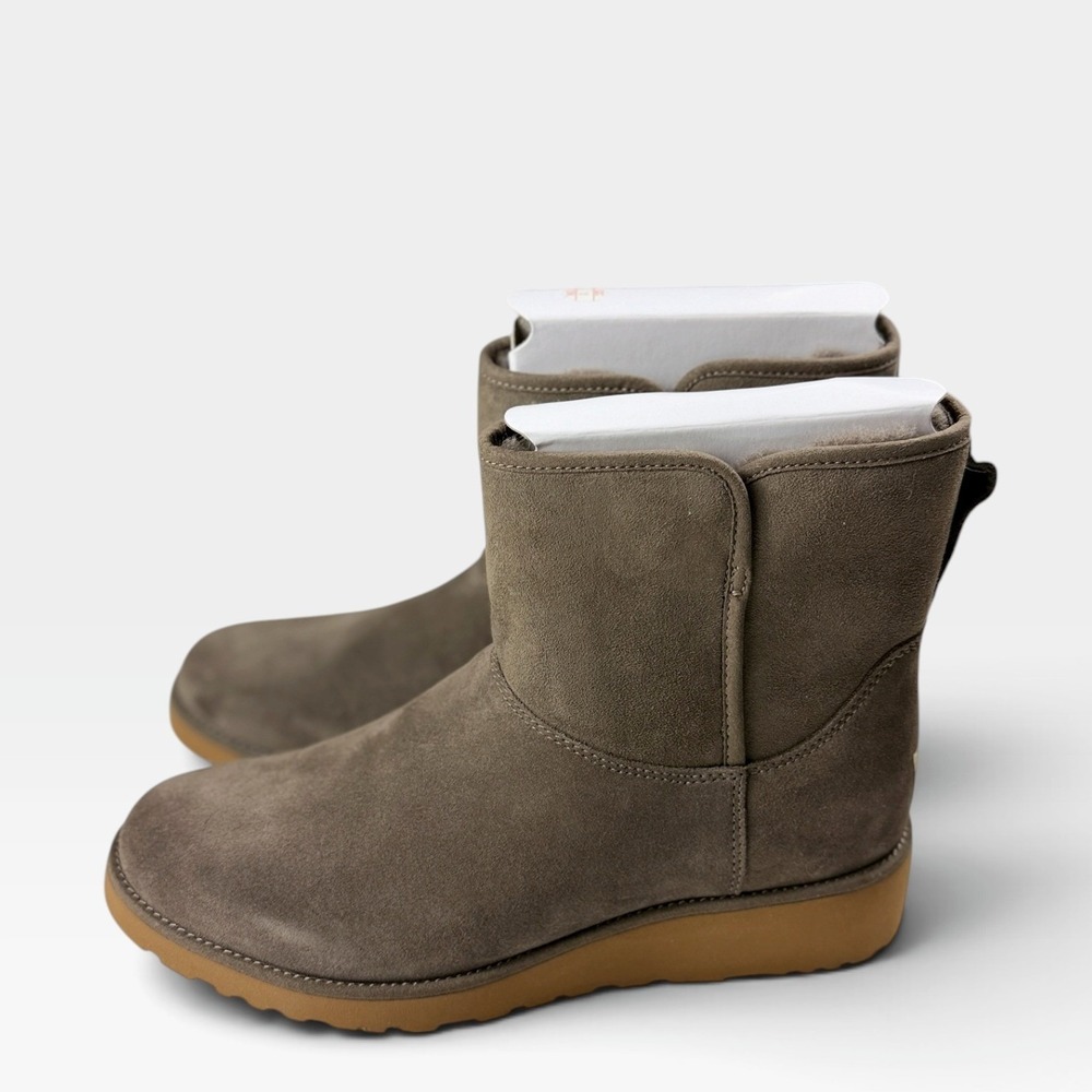 UGG Kristin Ankle Boots 1012497 Womens Size 11 Slate Suede Shearling Wedge NEW - Picture 3 of 10